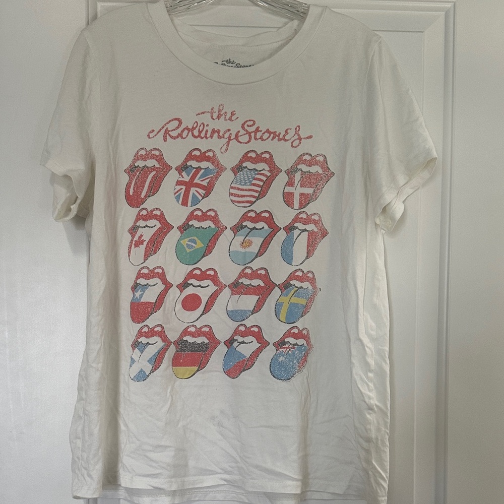 The Rolling Stones White Kids Flag Lips Graphic Tee